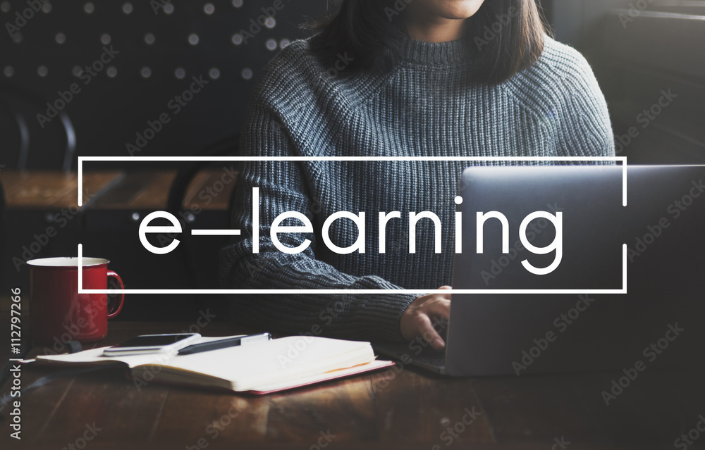 Poster e-learning education media internet networking concept