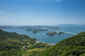 亀老山から見たしまなみ海道　来島海峡大橋