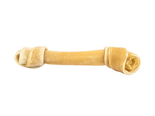 Closeup artificial bone , dog toy for dog gnaw isolated on white background with clipping path