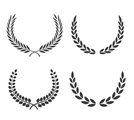 Crest logo element set,Set of award laurel wreaths and branches,vector illustration.