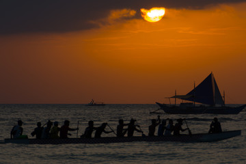 Regatta at sunset, Boracay, Philippines