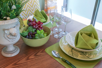 beautiful decoration prop on dining table in day light