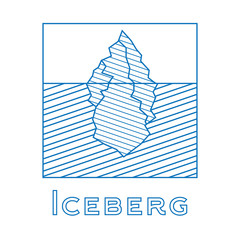 Fototapeta premium Iceberg in linear style. Outline iceberg isolated on white background