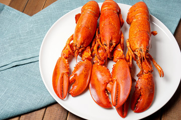 Cooked red Lobsters