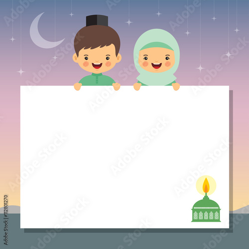 "Hari Raya vector illustration with muslim oil lamp 