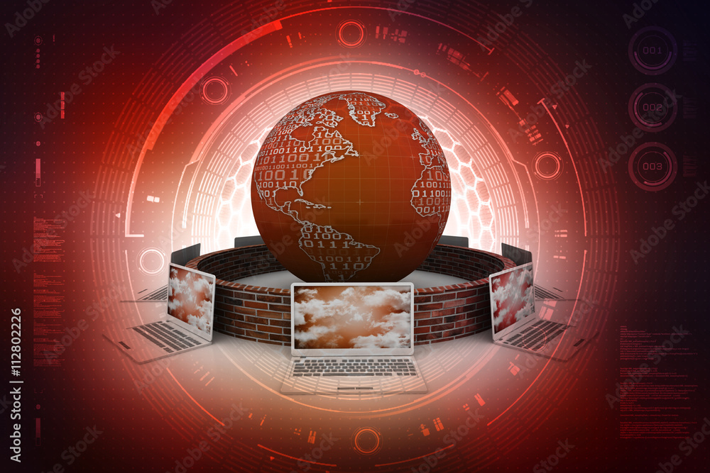 Poster 3d rendering technology computer network