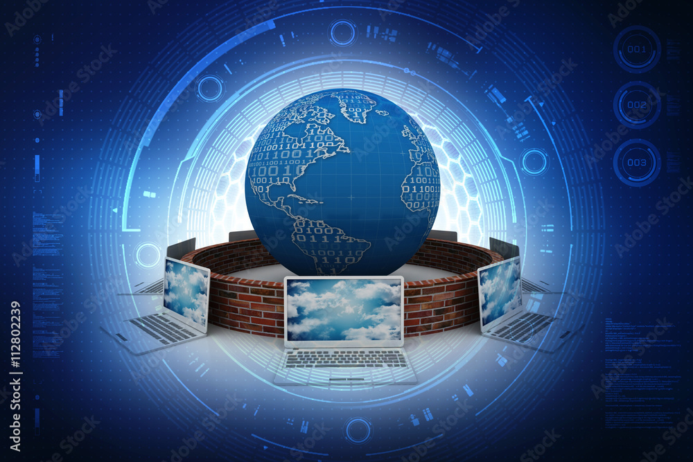 Poster 3d rendering technology computer network