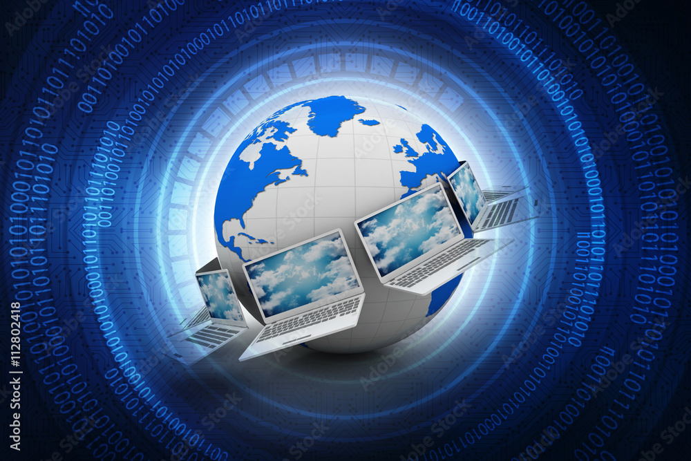 Poster 3d rendering technology computer network