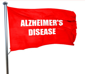 Alzheimer's disease background, 3D rendering, a red waving flag