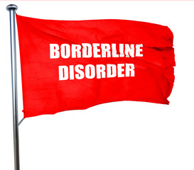 Borderline sign background, 3D rendering, a red waving flag