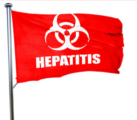 Hepatitis virus concept background, 3D rendering, a red waving f