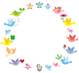 鳥　フレーム　円