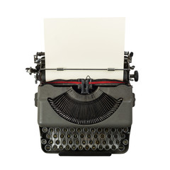 vintage typewriter isolated on white background