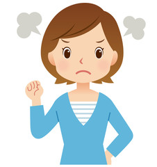 女性ポーズ　怒っている主婦　表情