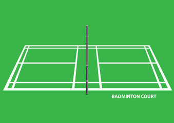 Badminton Court Side View Vector Illustration