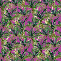 Watercolor palm tree seamless pattern