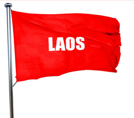 Laos, 3D rendering, a red waving flag