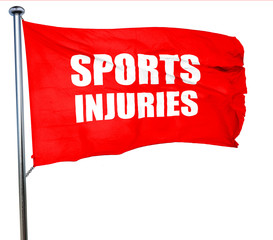 sports injuries, 3D rendering, a red waving flag