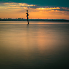 Gold sunrise and lake