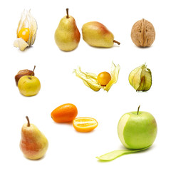 Set of fruits on a white background