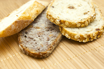 Several pieces of bread in the background