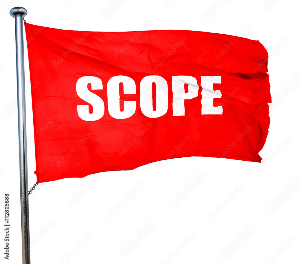 Poster scope, 3d rendering, a red waving flag