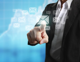 touching virtual icon  social network