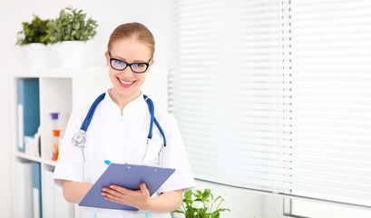 Happy friendly doctor woman