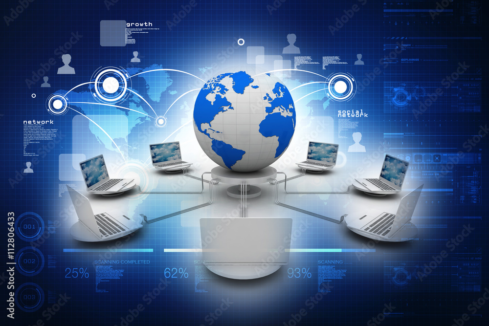 Poster 3d rendering technology Computer network