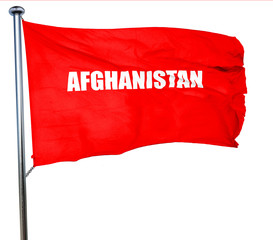 Greetings from afghanistan, 3D rendering, a red waving flag