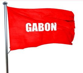 Greetings from gabon, 3D rendering, a red waving flag