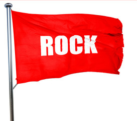 rock music, 3D rendering, a red waving flag