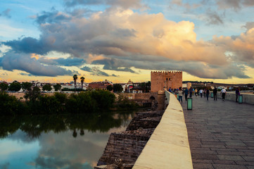 Roman bridge across the Guadalquivir river in Cordoba