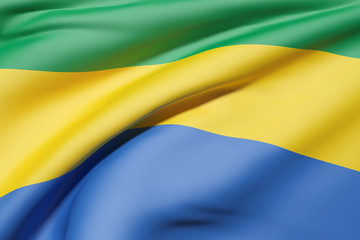 Gabonese Republic flag waving