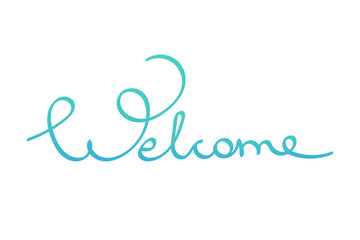 Vector hand drawn lettering word welcome. Cute gradient word welcome isolated on white background.