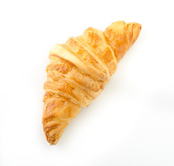 Croissant on white background. Top view.