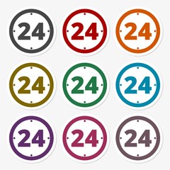Open 24 hours sticker set