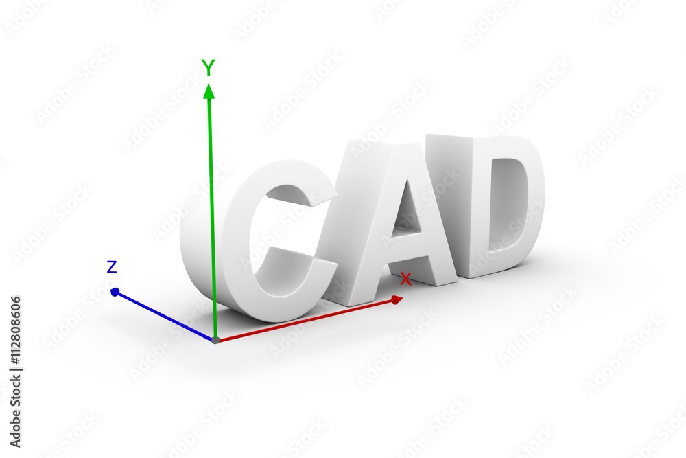 Poster cad in the form of text on a white background with the axis of the coordinate