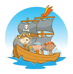 Kids Sailing To The Sea