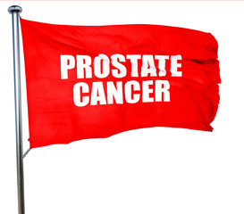 prostate cancer, 3D rendering, a red waving flag