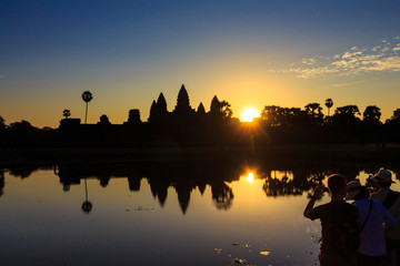 Sunrise at Angor wat in Cambodia, which is a world heritage