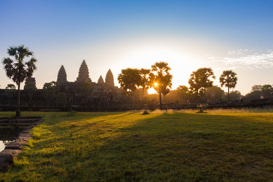 Sunrise at Angor wat in Cambodia, which is a world heritage