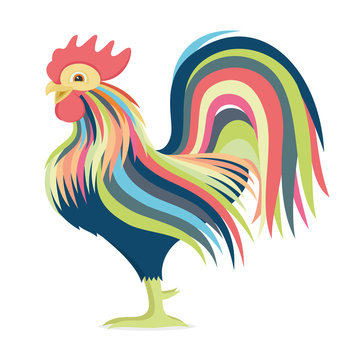 Cute colorful rooster.