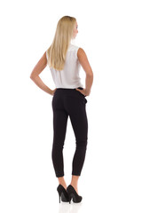 Elegant Blond Woman Rear View