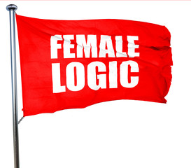 female logic, 3D rendering, a red waving flag