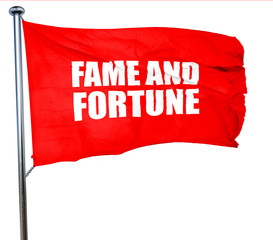 fame and fortune, 3D rendering, a red waving flag