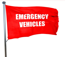 Emergency services sign, 3D rendering, a red waving flag