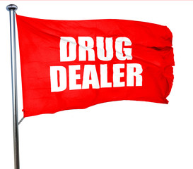 drug dealer, 3D rendering, a red waving flag