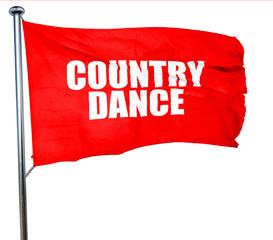 country dance, 3D rendering, a red waving flag