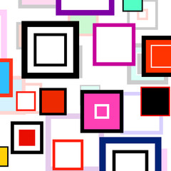 Colorful background with squares, geometric shapes, bright vector